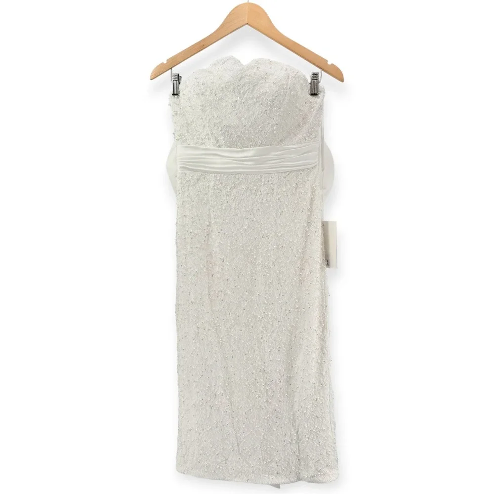 NWT Mac Duggal Ivory Strapless Beaded Bow Back Midi Dress‎ $498 - Size 6